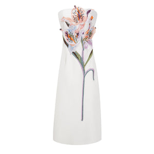 Aurohaya Automne White Floral Embroidered Maxi Dress