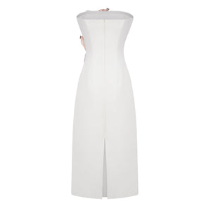 Aurohaya Automne White Floral Embroidered Maxi Dress