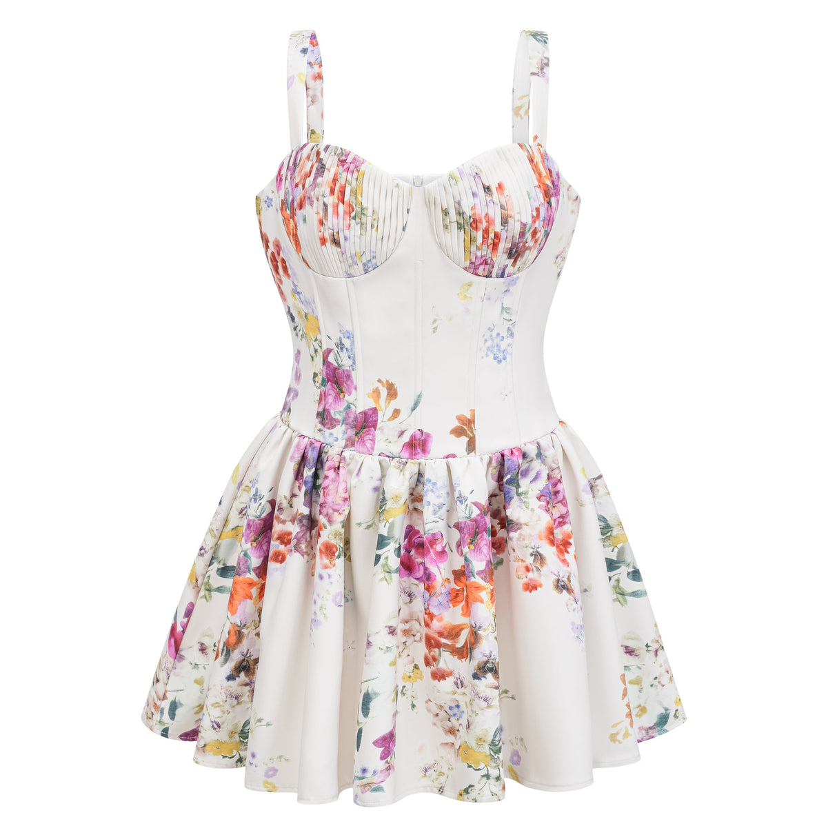 Aurohaya Juliette White Self-Tie Floral Print Mini Dress