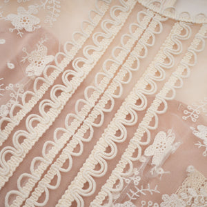 Aurohaya Fleur floral-embroidered lace midi dress in Neutrals