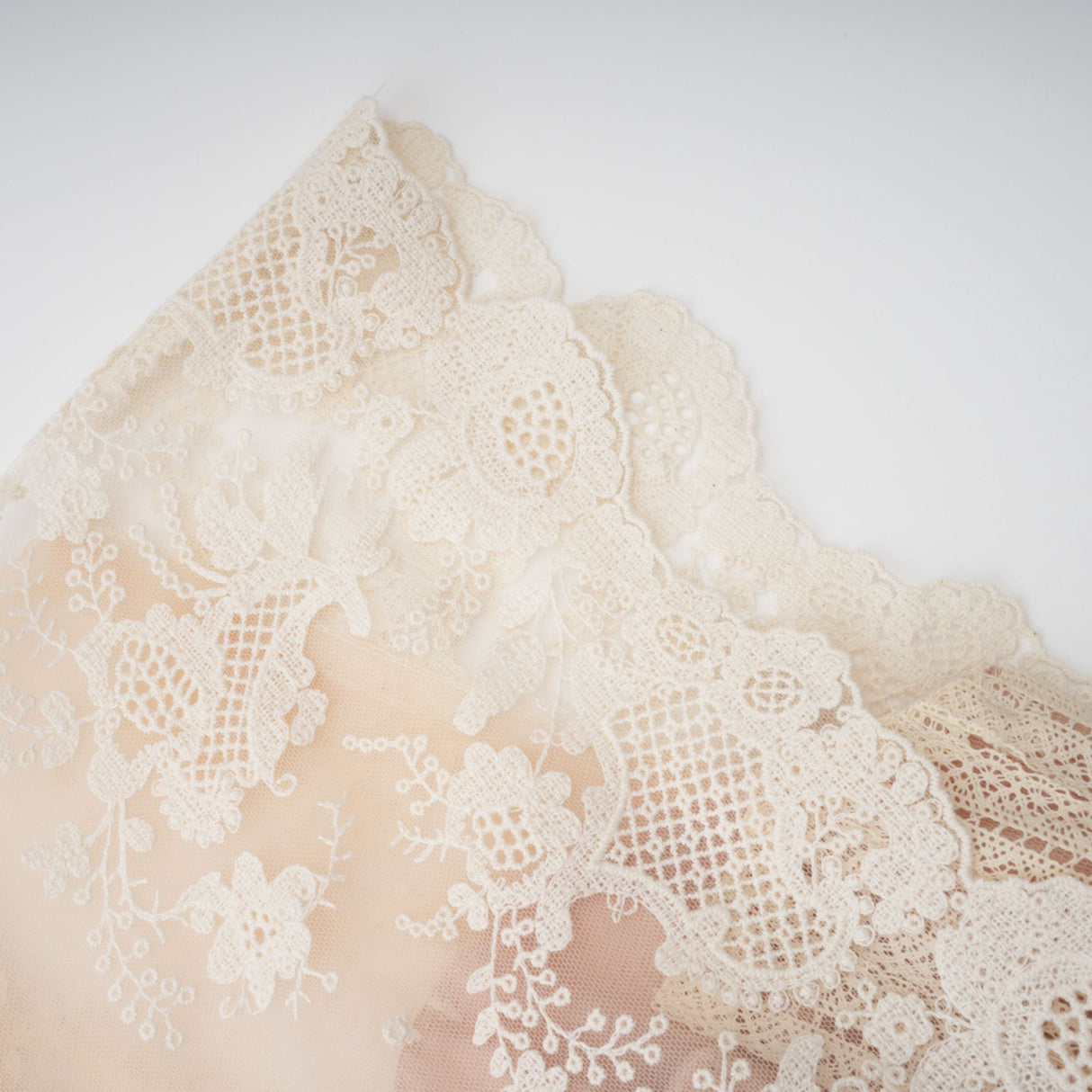 Aurohaya Fleur floral-embroidered lace midi dress in Neutrals