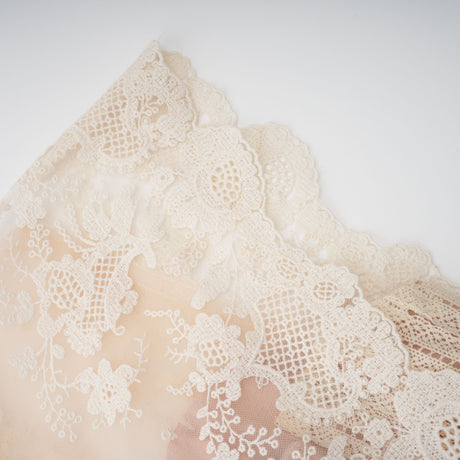 Aurohaya Fleur floral-embroidered lace midi dress in Neutrals