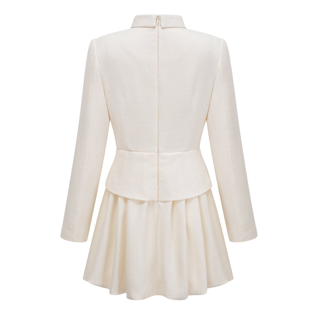 Aurohaya Regina White Crystal Embellished Tweed Mini Dress
