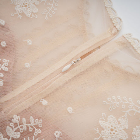 Aurohaya Fleur floral-embroidered lace midi dress in Neutrals