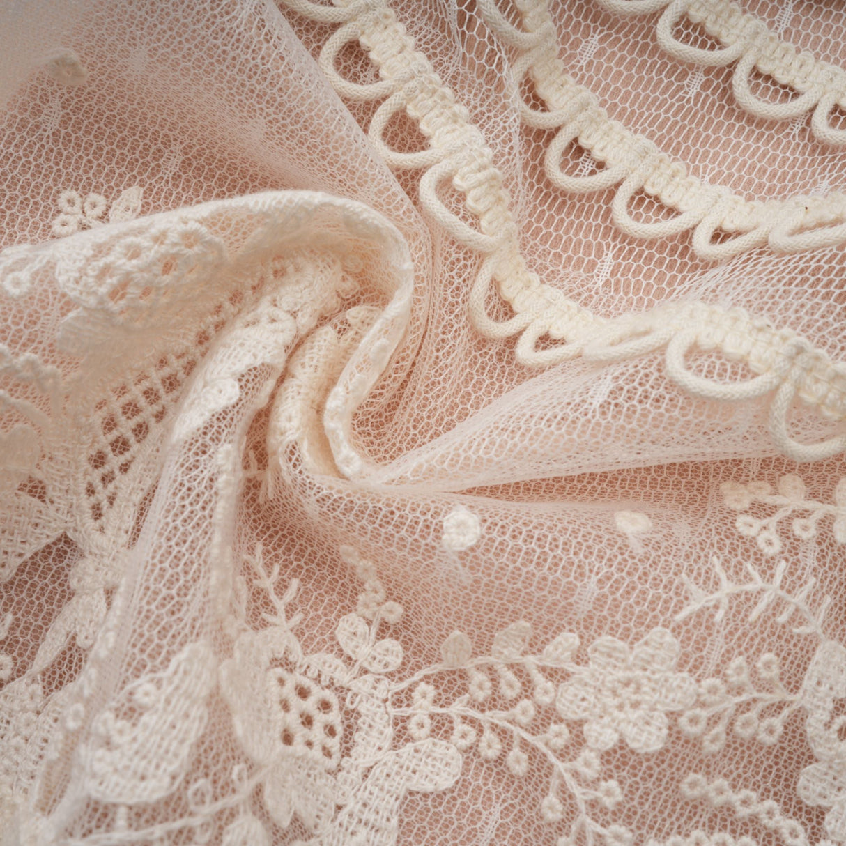 Aurohaya Fleur floral-embroidered lace midi dress in Neutrals
