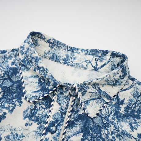 Aurohaya Adélaïde graphic-print midi dress in Blue