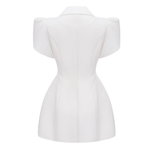 Aurohaya Acharya White Shawl Lapel Mini Dress