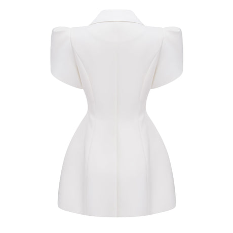 Aurohaya Acharya White Shawl Lapel Mini Dress