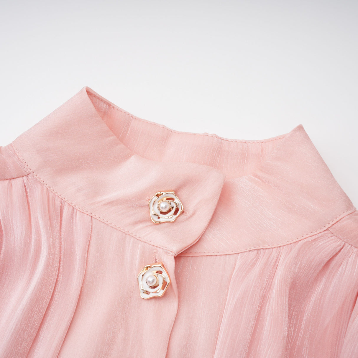 Aurohaya Emersyn Pink High-Neck Ruffled Detail Mini Dress