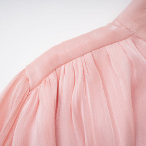 Aurohaya Emersyn Pink High-Neck Ruffled Detail Mini Dress