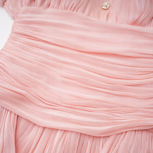 Aurohaya Emersyn Pink High-Neck Ruffled Detail Mini Dress