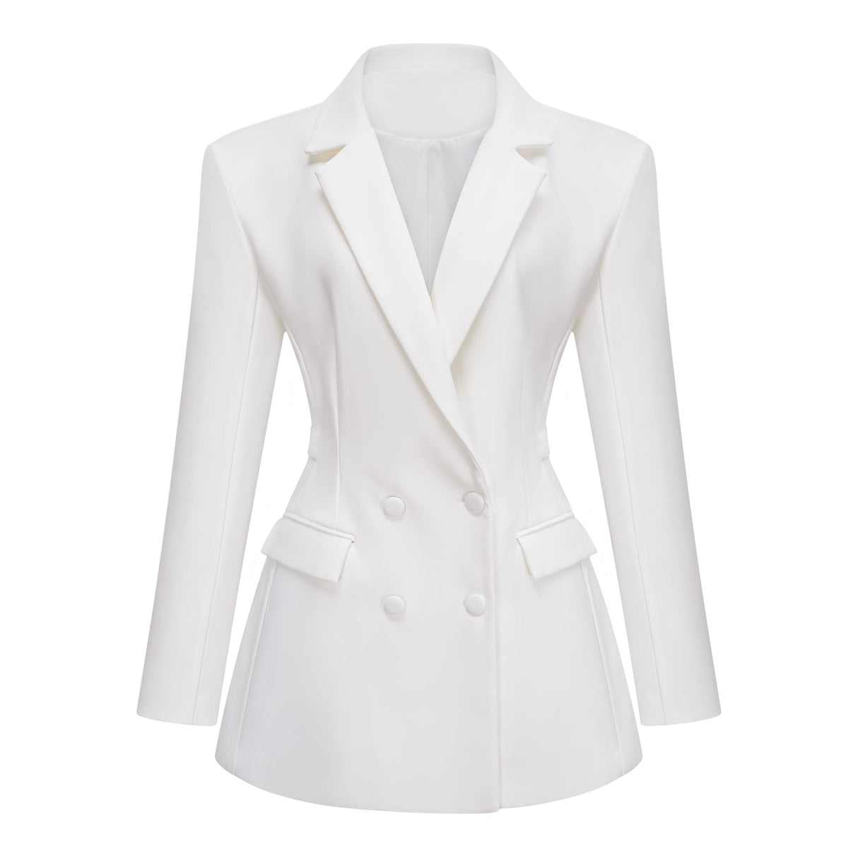 Aurohaya Osanne White Double Breasted Blazer Mini Dress