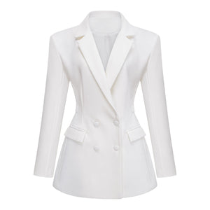 Aurohaya Osanne White Double Breasted Blazer Mini Dress