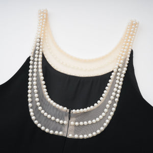 Aurohaya Danaé black faux-pearl-embellished mini dress