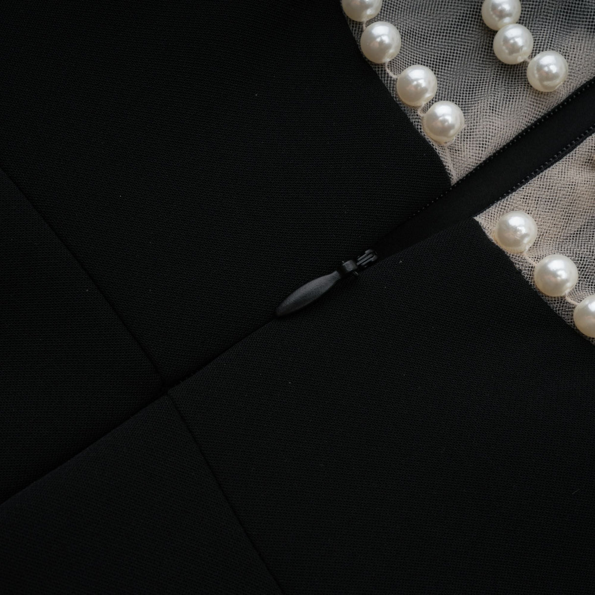 Aurohaya Danaé black faux-pearl-embellished mini dress