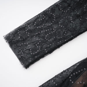 Aurohaya Mirabella Black Sequined Flroal Lace Mini Dress