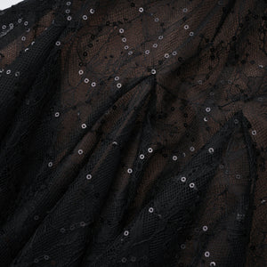 Aurohaya Mirabella Black Sequined Flroal Lace Mini Dress