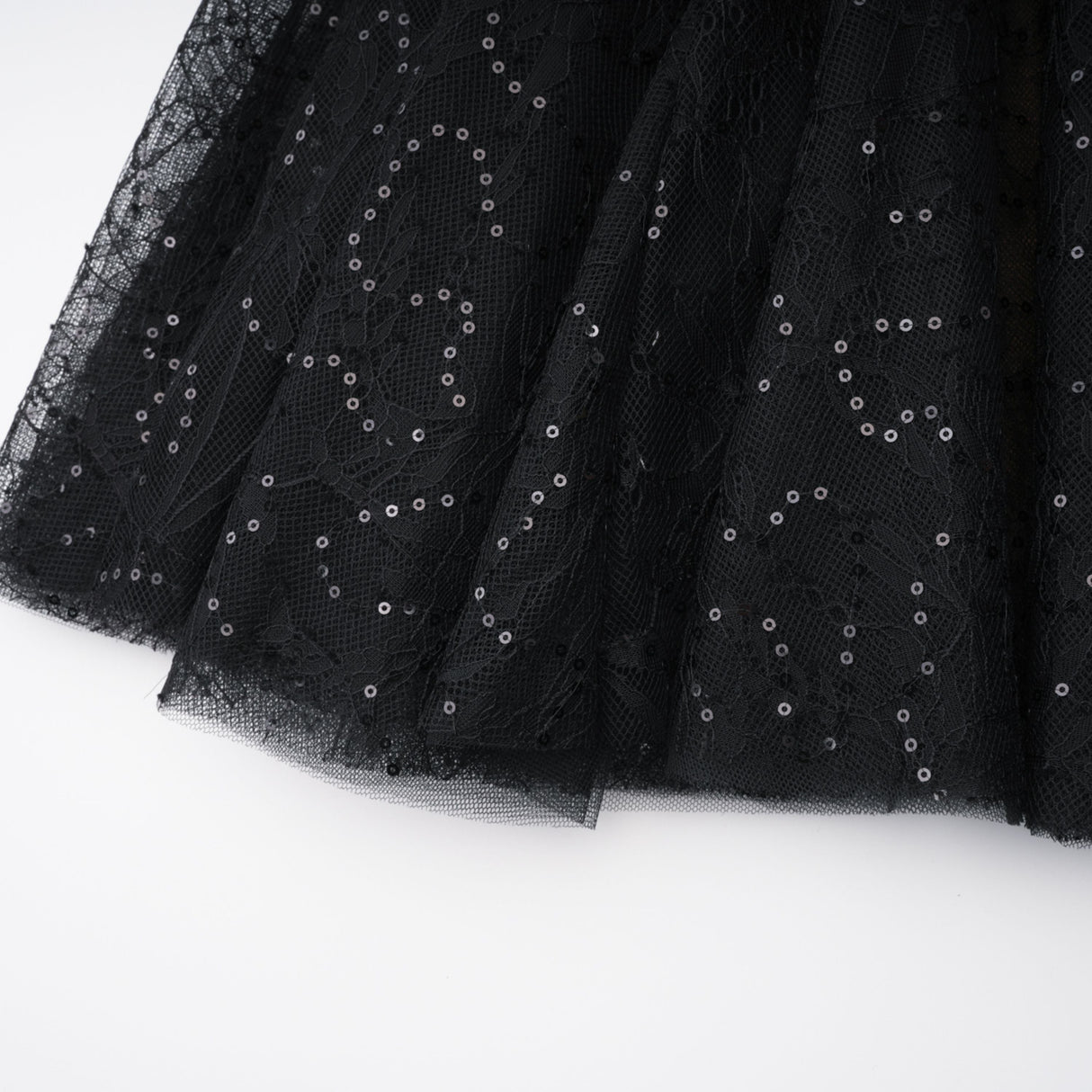 Aurohaya Mirabella Black Sequined Flroal Lace Mini Dress