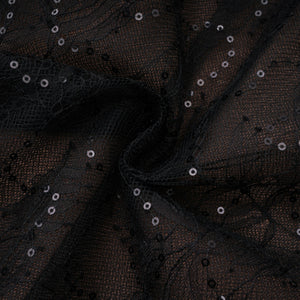 Aurohaya Mirabella Black Sequined Flroal Lace Mini Dress