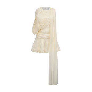 Aurohaya Cyrielle Pleated Mini Dress with Ribbon Design Accent