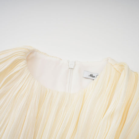 Aurohaya Cyrielle Pleated Mini Dress with Ribbon Design Accent