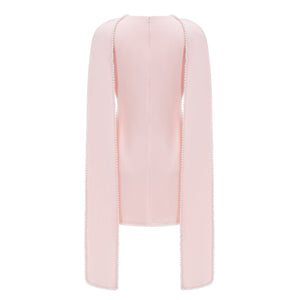 Aurohaya Piroska Pink Sleeveless Pearl Trim Mini Dress