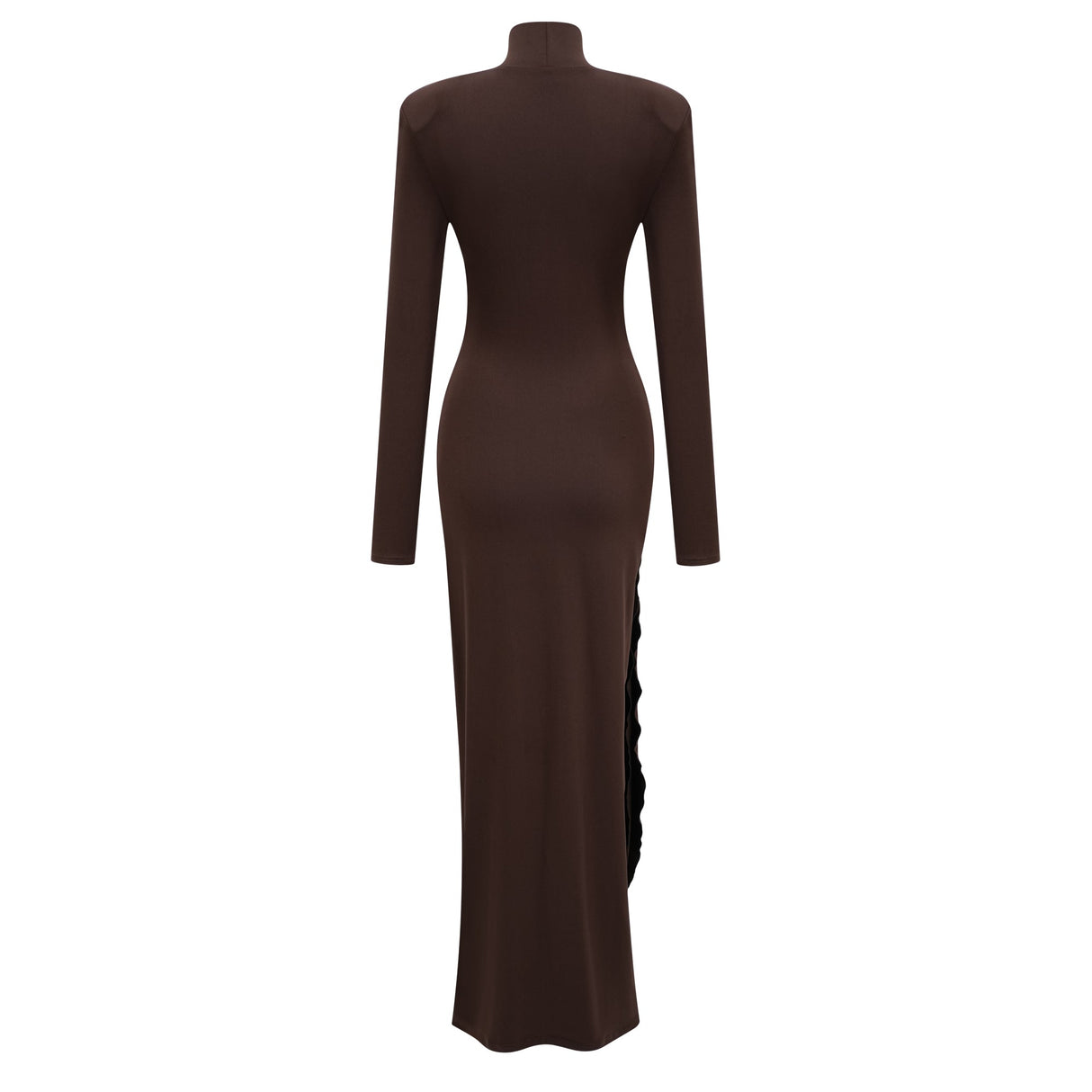 Aurohaya Neve Brown High Neck Twist Knot Maxi Dress