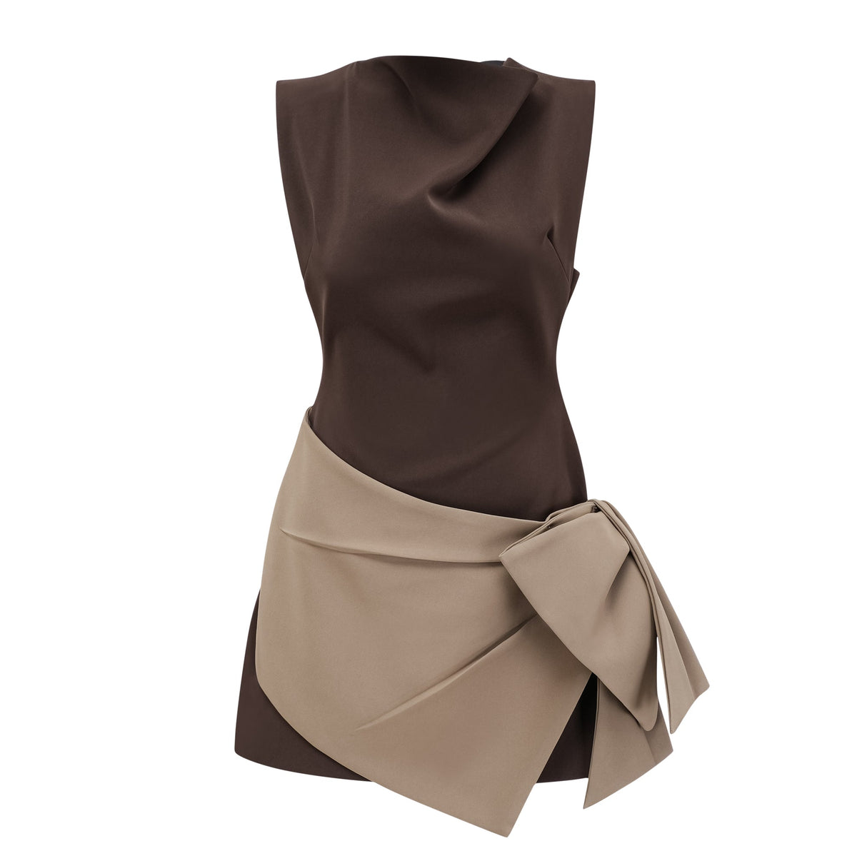 Aurohaya Célie Two Tone Bowknot Mini Dress