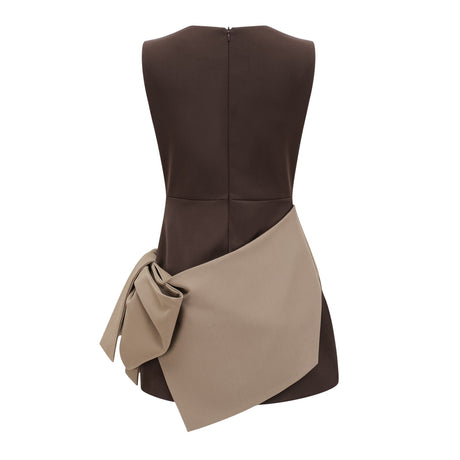 Aurohaya Célie Two Tone Bowknot Mini Dress