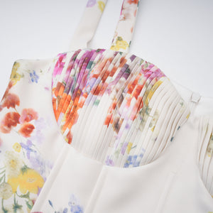 Aurohaya Juliette White Self-Tie Floral Print Mini Dress