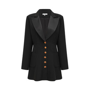 Aurohaya Aurore black single-breasted blazer dress