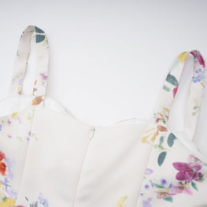 Aurohaya Juliette White Self-Tie Floral Print Mini Dress