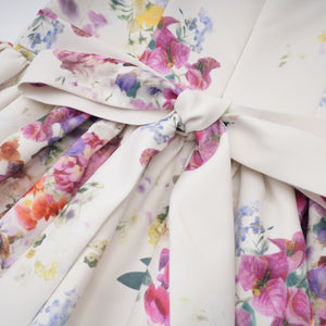 Aurohaya Juliette White Self-Tie Floral Print Mini Dress