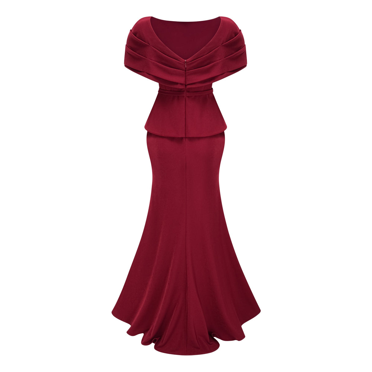 Aurohaya Lauren Red Ruched Shawl Detail Maxi Dress
