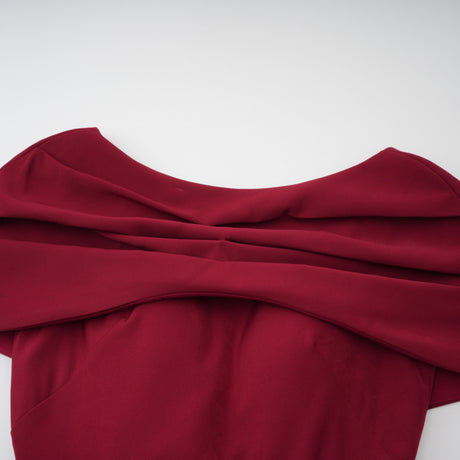 Aurohaya Lauren Red Ruched Shawl Detail Maxi Dress