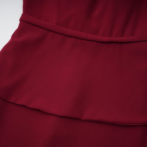 Aurohaya Lauren Red Ruched Shawl Detail Maxi Dress