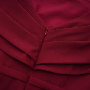 Aurohaya Lauren Red Ruched Shawl Detail Maxi Dress
