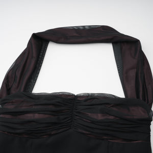 Aurohaya Miriam Black Open Back Maxi Gown with Bow