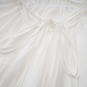 Aurohaya Quincie white shirred flounced mini dress