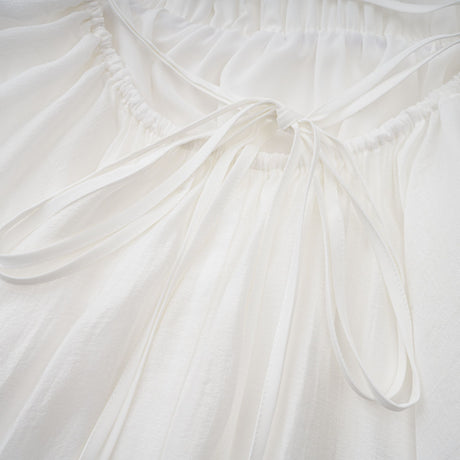 Aurohaya Quincie white shirred flounced mini dress