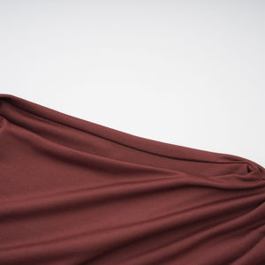 Aurohaya Seren Brown Ruched Tulle Panel Maxi Dress