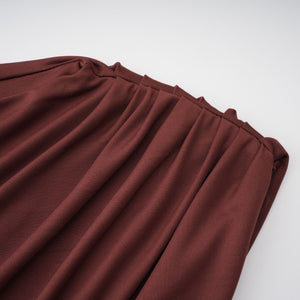 Aurohaya Seren Brown Ruched Tulle Panel Maxi Dress