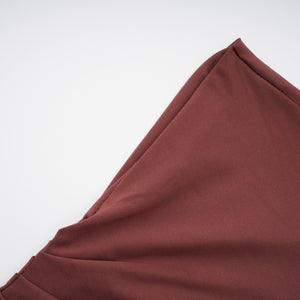 Aurohaya Seren Brown Ruched Tulle Panel Maxi Dress