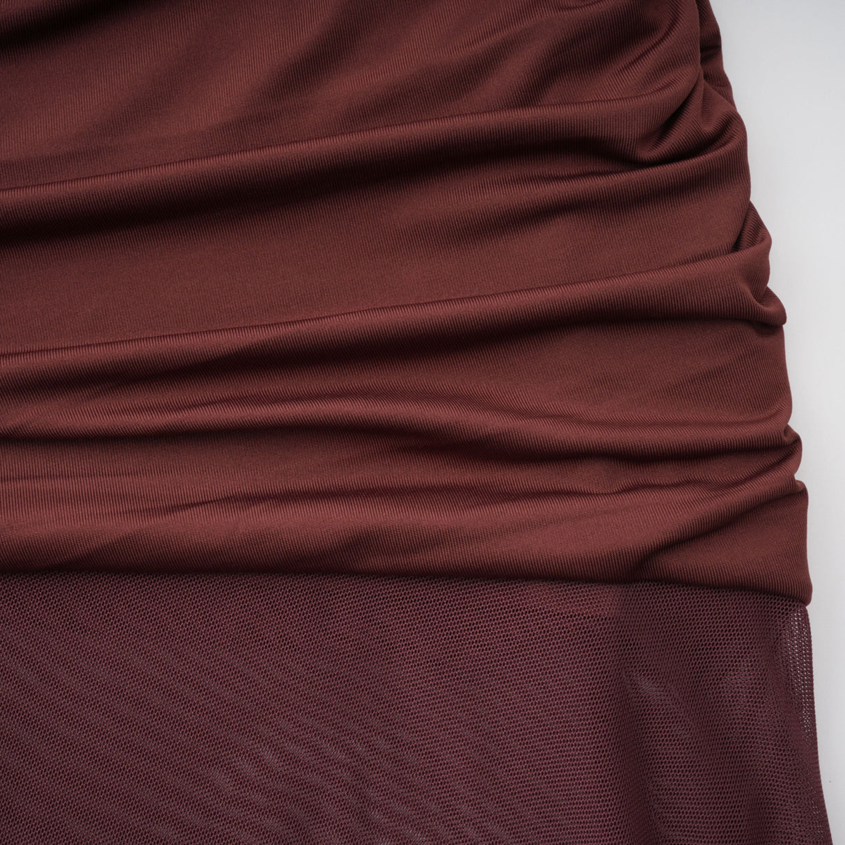 Aurohaya Seren Brown Ruched Tulle Panel Maxi Dress