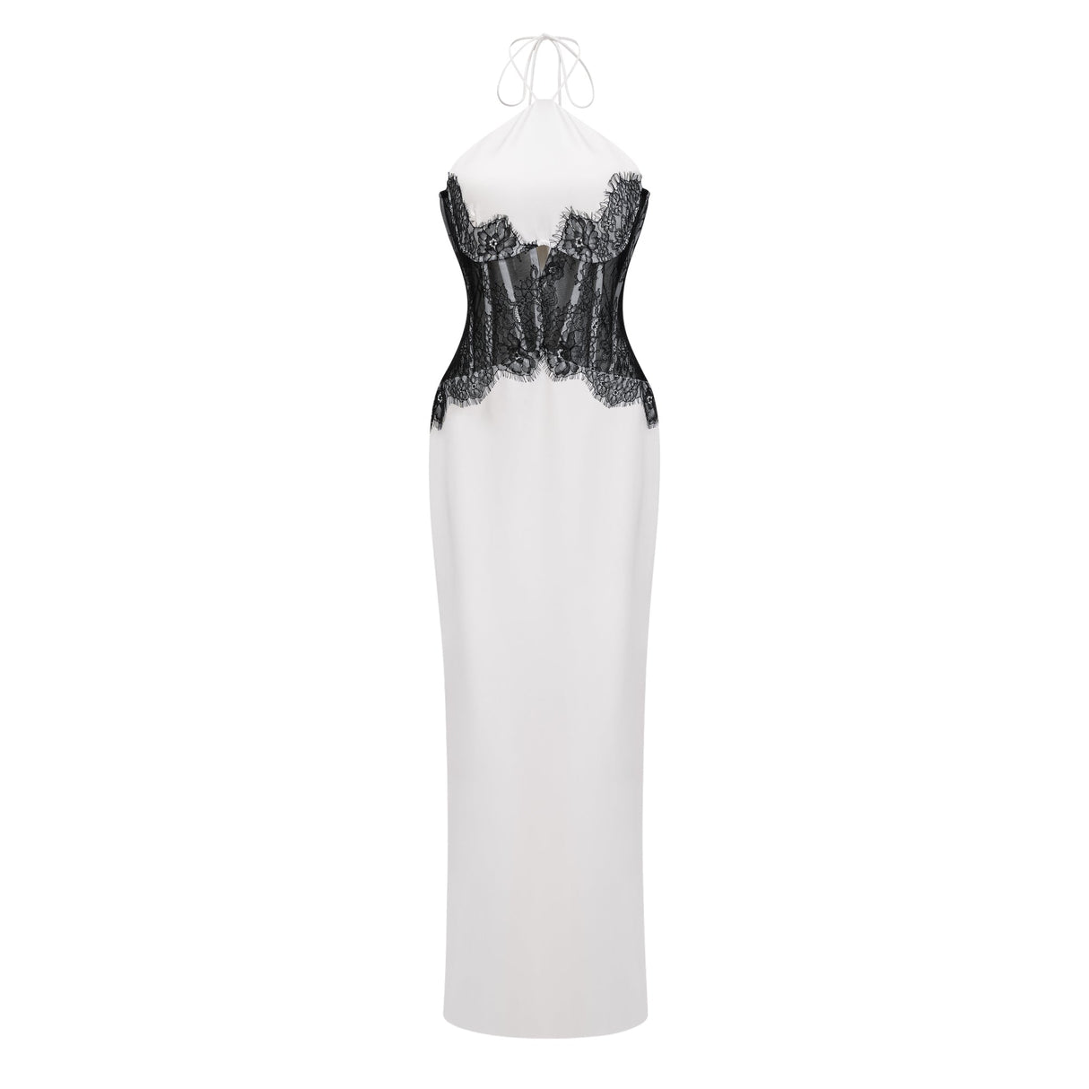 Aurohaya Mirabeau White Cut-out Lace Maxi Dress