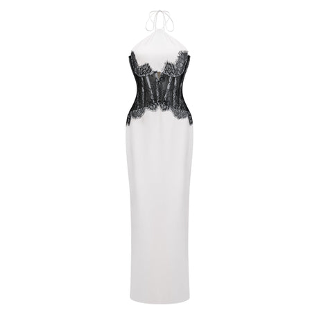 Aurohaya Mirabeau White Cut-out Lace Maxi Dress
