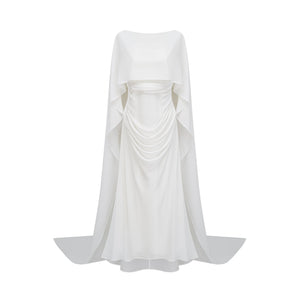 Aurohaya Léonie White Tulle Cape & Dress Set