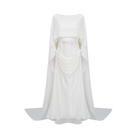 Aurohaya Léonie White Tulle Cape & Dress Set