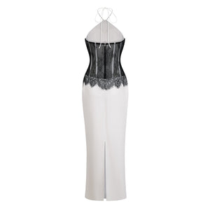 Aurohaya Mirabeau White Cut-out Lace Maxi Dress