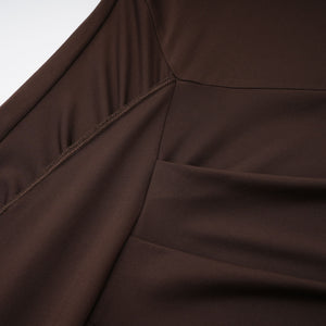 Aurohaya Neve Brown High Neck Twist Knot Maxi Dress